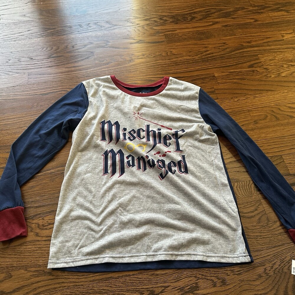 Harry Potter MIschief Managed Long Sleeve Sleep Tee T-Shirt Woman’s S Gray NWT